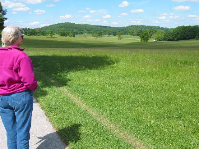Linda Views Valley Forge (in her cold weather clothes)