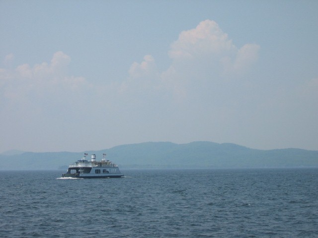 Meeting Oncoming Ferry on Lake Champlain